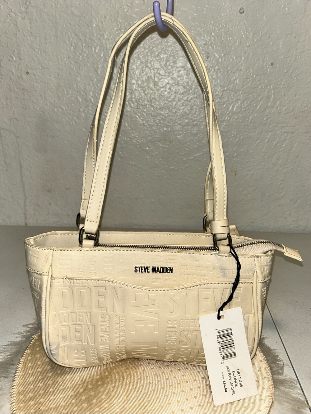 Steve Madden Off-White Embossed Shoulder Bag